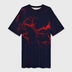 Футболка женская длинная Lightning red glow, цвет: 3D-принт