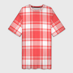Женская длинная футболка Checked red white