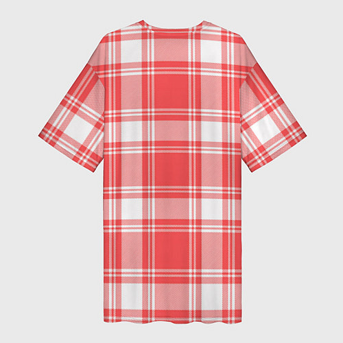 Женская длинная футболка Checked red white / 3D-принт – фото 2
