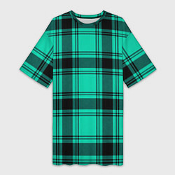 Женская длинная футболка Checkered turquoise