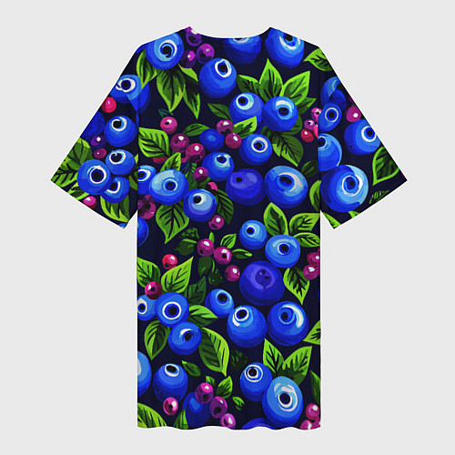 Женская длинная футболка Лесные ягоды орнамент - фруктовый дизайн паттерн / 3D-принт – фото 2