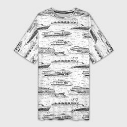 Футболка женская длинная Корабли на Неве, цвет: 3D-принт