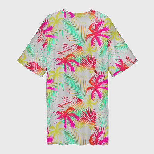 Женская длинная футболка Palm yellow pink / 3D-принт – фото 2