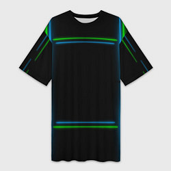 Женская длинная футболка Neon green light blue