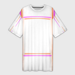 Футболка женская длинная Neon white orange pink, цвет: 3D-принт