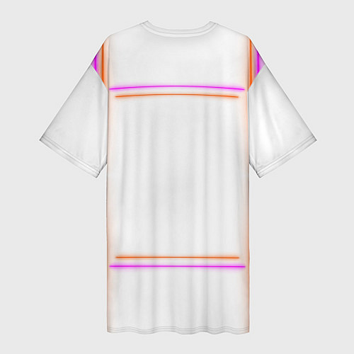 Женская длинная футболка Neon white orange pink / 3D-принт – фото 2
