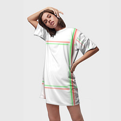 Футболка женская длинная Neon light green red, цвет: 3D-принт — фото 2