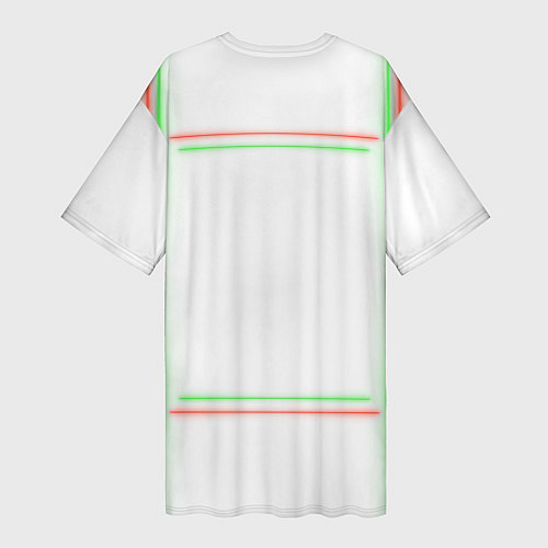 Женская длинная футболка Neon light green red / 3D-принт – фото 2