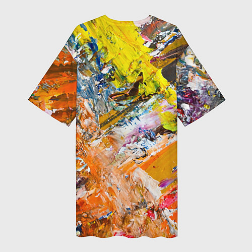 Женская длинная футболка Живая Абстракция: Поток Цветов и Форм в Постоянном / 3D-принт – фото 2