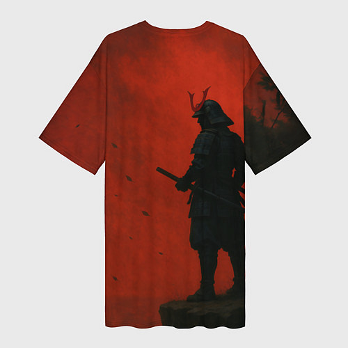 Женская длинная футболка Ghost of Tsushima - алый / 3D-принт – фото 2