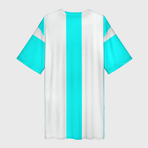 Женская длинная футболка Color light blue white lines / 3D-принт – фото 2
