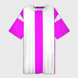 Женская длинная футболка Color white pink lines