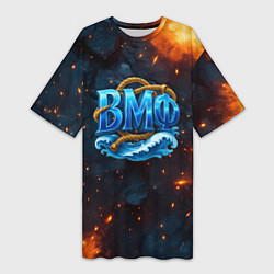 Футболка женская длинная Военно морской флот с огнями, цвет: 3D-принт