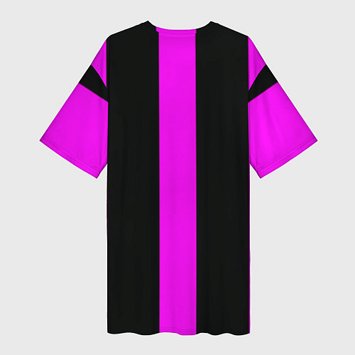Женская длинная футболка Color black pink lines / 3D-принт – фото 2
