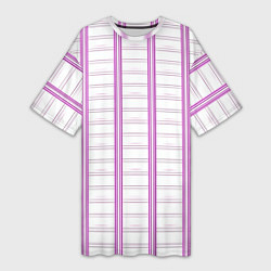 Женская длинная футболка Color white cage pink line