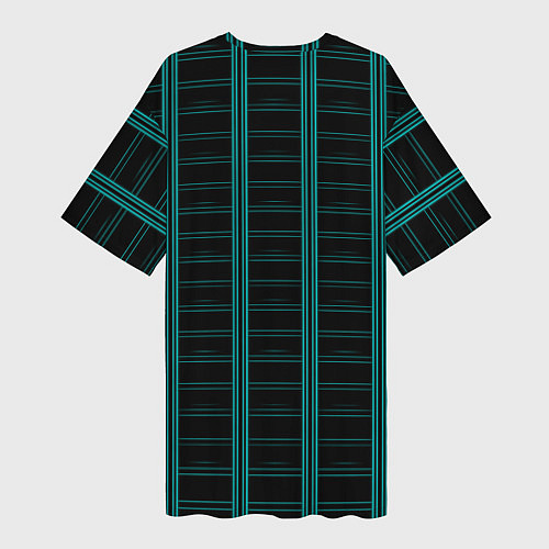Женская длинная футболка Color blue dark stripe / 3D-принт – фото 2