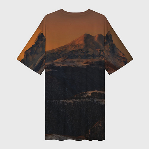 Женская длинная футболка Эльбрус / 3D-принт – фото 2