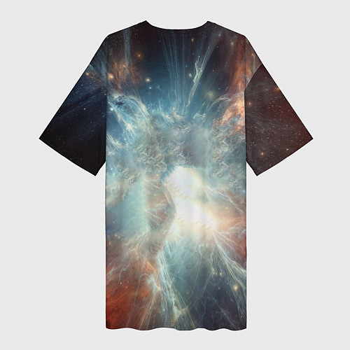 Женская длинная футболка Космонавт в космической туманности / 3D-принт – фото 2