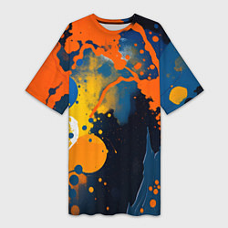 Футболка женская длинная Краска на стене, цвет: 3D-принт