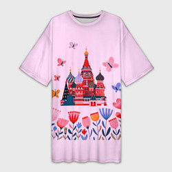 Футболка женская длинная Москва - собор, цвет: 3D-принт