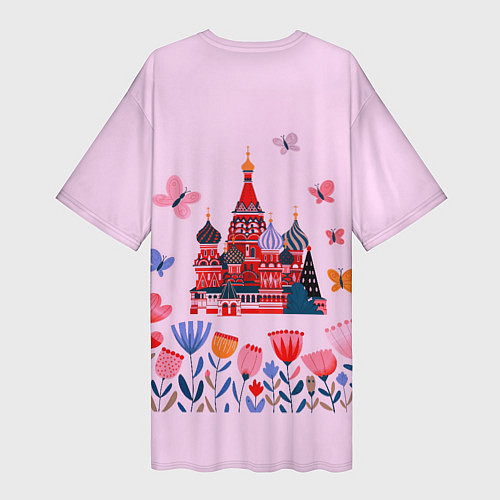 Женская длинная футболка Москва - собор / 3D-принт – фото 2