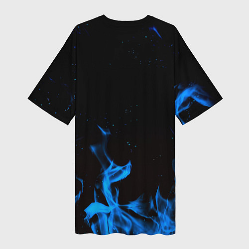 Женская длинная футболка Дум огонь лого / 3D-принт – фото 2