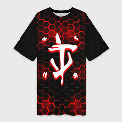 Футболка женская длинная Doom огненная броня лого, цвет: 3D-принт