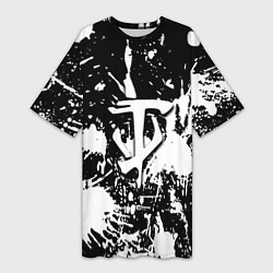 Женская длинная футболка Doom белые краски