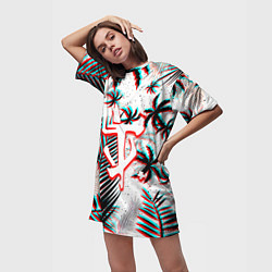 Футболка женская длинная Doom тропики глитч, цвет: 3D-принт — фото 2