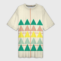 Футболка женская длинная Абстрактный лес - треугольники на светлом, цвет: 3D-принт