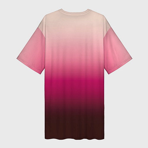 Женская длинная футболка Градиент transcendent pink омбре / 3D-принт – фото 2