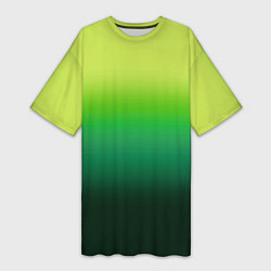 Женская длинная футболка Градиент укропное зеленое омбре