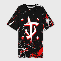 Женская длинная футболка Doom краски штрихи