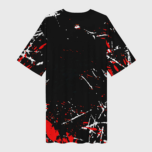 Женская длинная футболка Doom краски штрихи / 3D-принт – фото 2