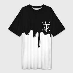 Женская длинная футболка Doom logo жидкие краски