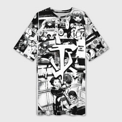 Женская длинная футболка Doom anime black