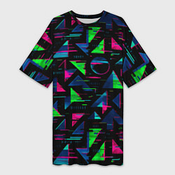 Футболка женская длинная Геометрия глитч, цвет: 3D-принт