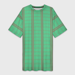 Футболка женская длинная Color green cage brown stripes, цвет: 3D-принт
