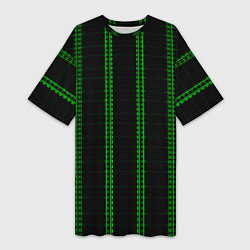 Футболка женская длинная Color black cage green stripes, цвет: 3D-принт