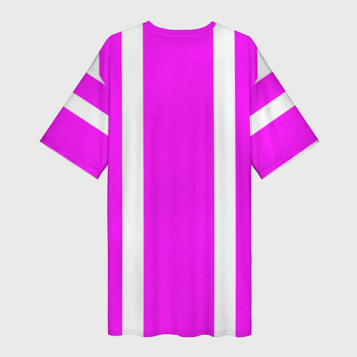 Женская длинная футболка Color white pink stripes / 3D-принт – фото 2