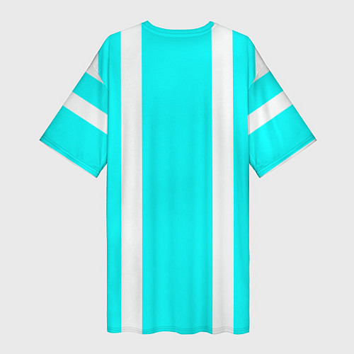 Женская длинная футболка Color blue white stripes / 3D-принт – фото 2