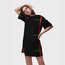 Футболка женская длинная Color black green orange stripes, цвет: 3D-принт — фото 2