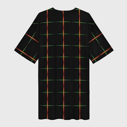 Женская длинная футболка Color black orange green crosses / 3D-принт – фото 2