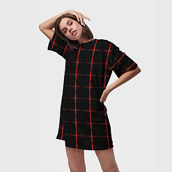 Футболка женская длинная Color black red crosses, цвет: 3D-принт — фото 2