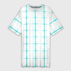 Футболка женская длинная Color white light blue crosses, цвет: 3D-принт