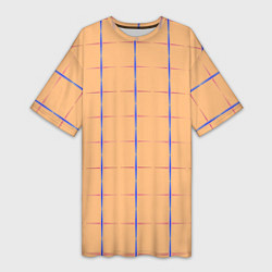 Футболка женская длинная Color beige blue cross, цвет: 3D-принт
