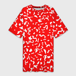 Женская длинная футболка Красный яркий камуфляж