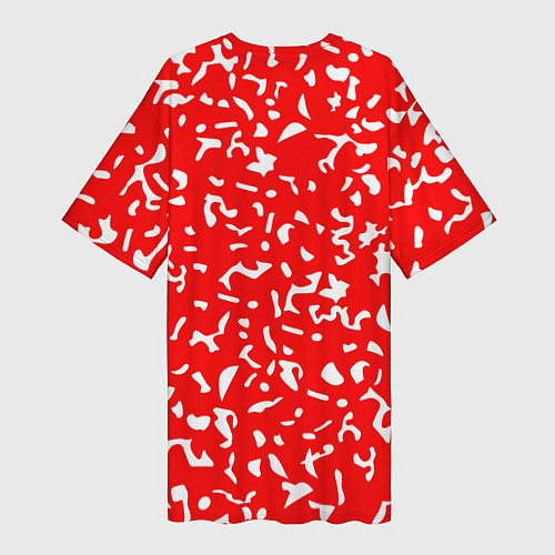 Женская длинная футболка Красный яркий камуфляж / 3D-принт – фото 2