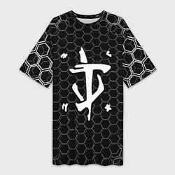 Женская длинная футболка Doom соты текстура