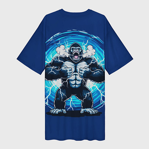 Женская длинная футболка Горилла показывает свою силу / 3D-принт – фото 2
